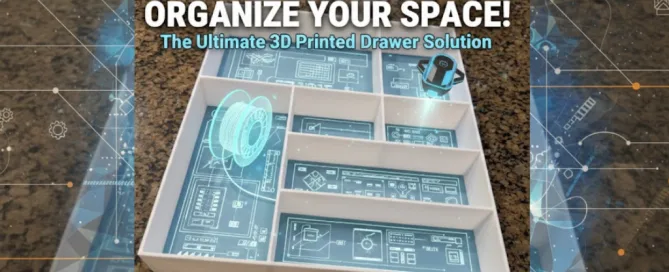 Top-down view of a 3D printed drawer organizer.