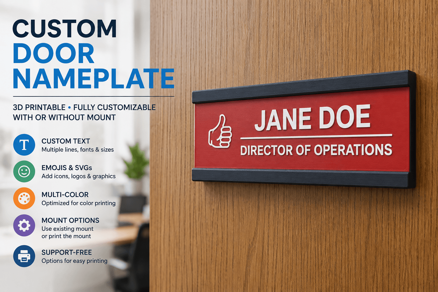 Custom Door Nameplate Builder STL