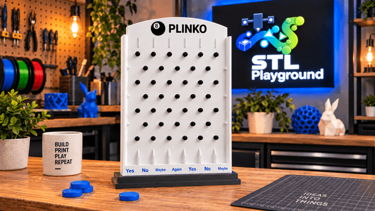 Custom 3D printable tabletop peg drop game created with STL Playground
